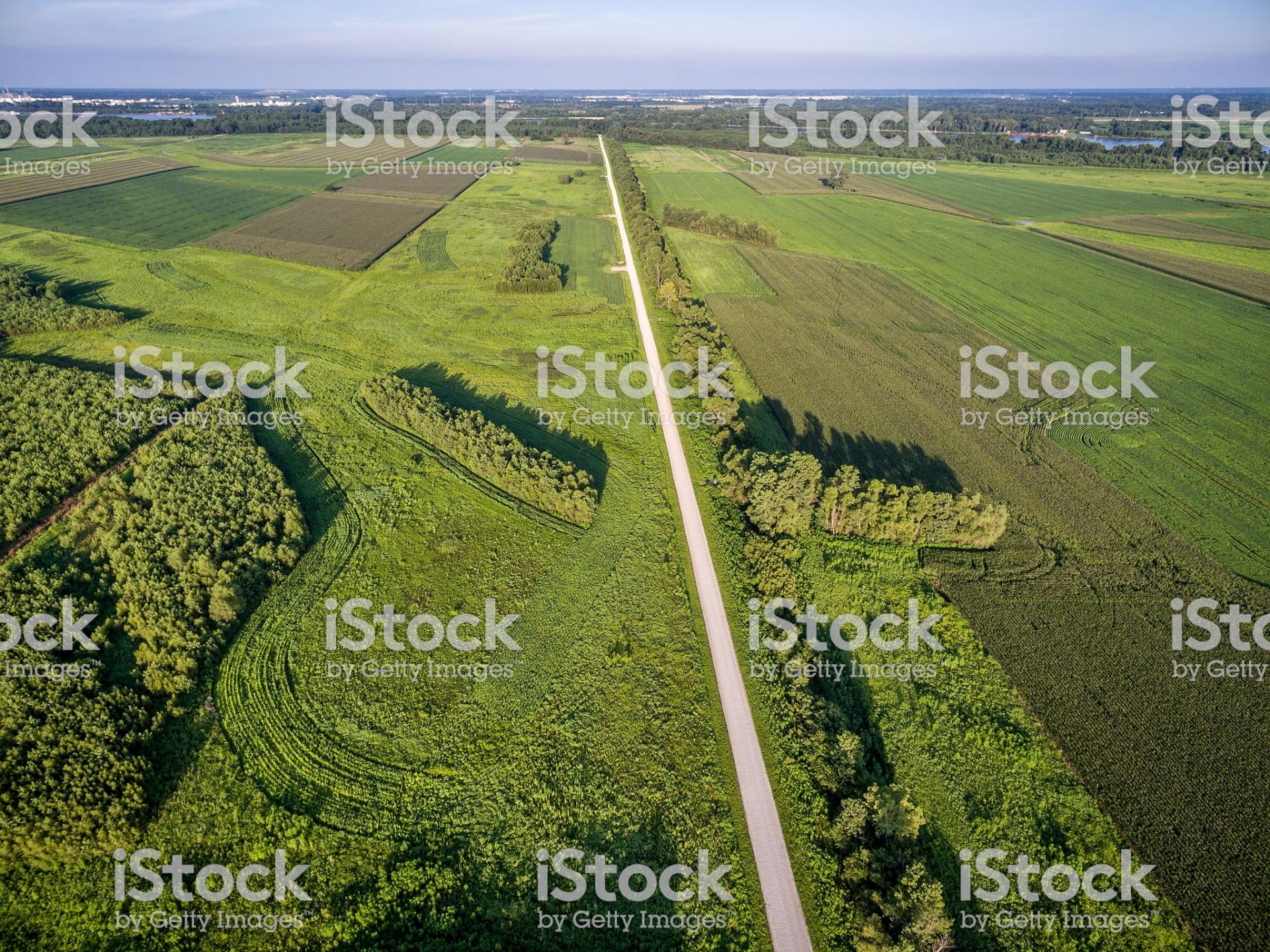 Aerial photo of a road and farmland
